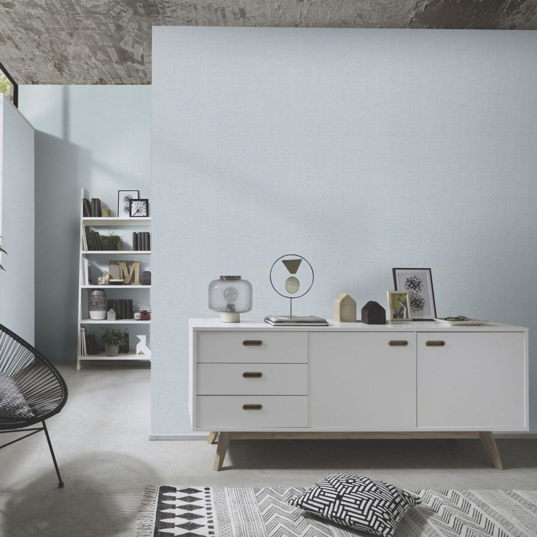 Light blue textured wallpaper with a geometric pattern and metallic sheen, 3773167
