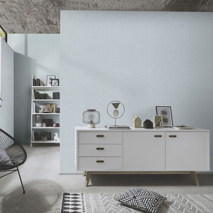 Light blue textured wallpaper with a geometric pattern and metallic sheen, 3773167