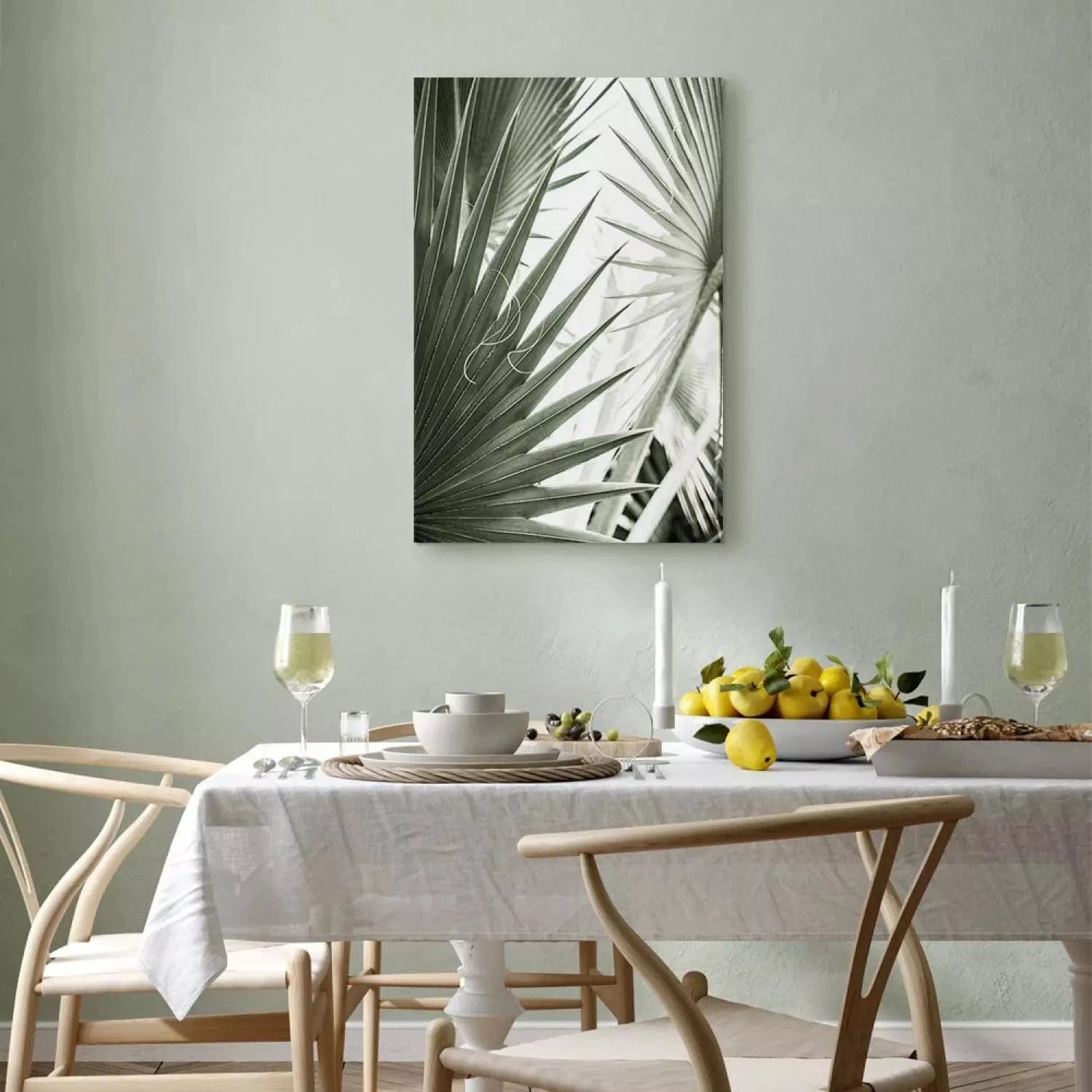 Glezna ar tropisku rakstu, Scandi Boho stilā (1 daļa), vertikāla, 135287  G-ART