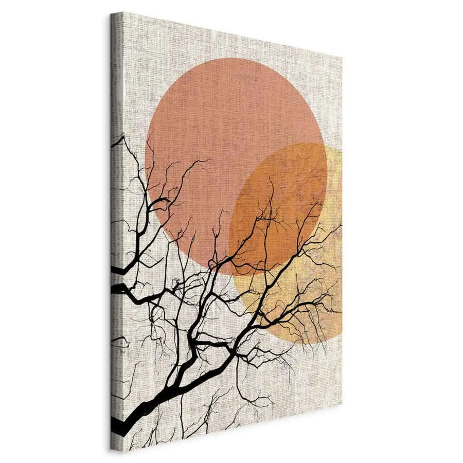 Glezna japāņu stilā - Dubultmēness (x 1) - pelēka, oranža ART XL