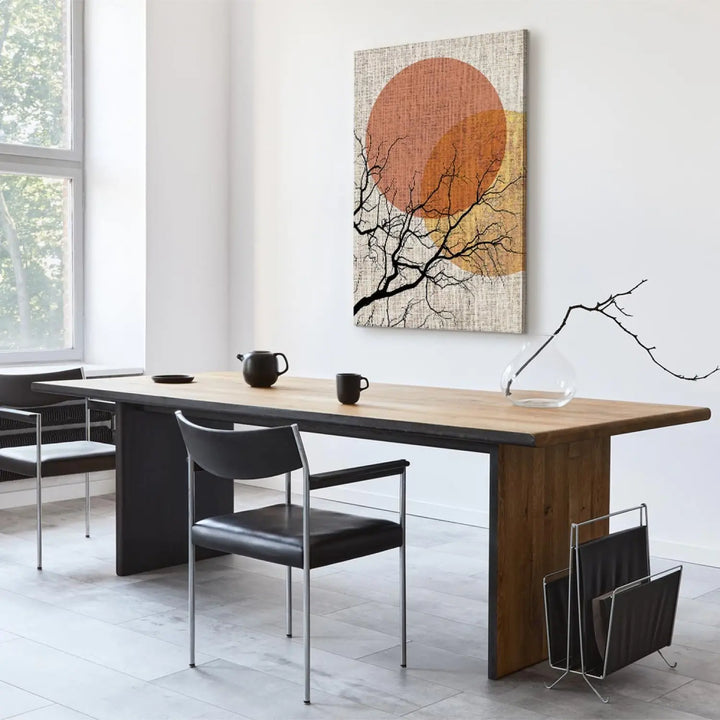 Glezna japāņu stilā - Dubultmēness (x 1) - pelēka, oranža ART XL