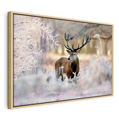 Painting in a wooden frame - Deer in winter G ART