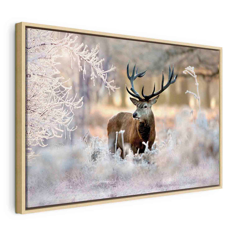 Painting in a wooden frame - Deer in winter G ART
