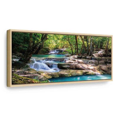 Painting in a wooden frame - Nature: Forest waterfall G ART