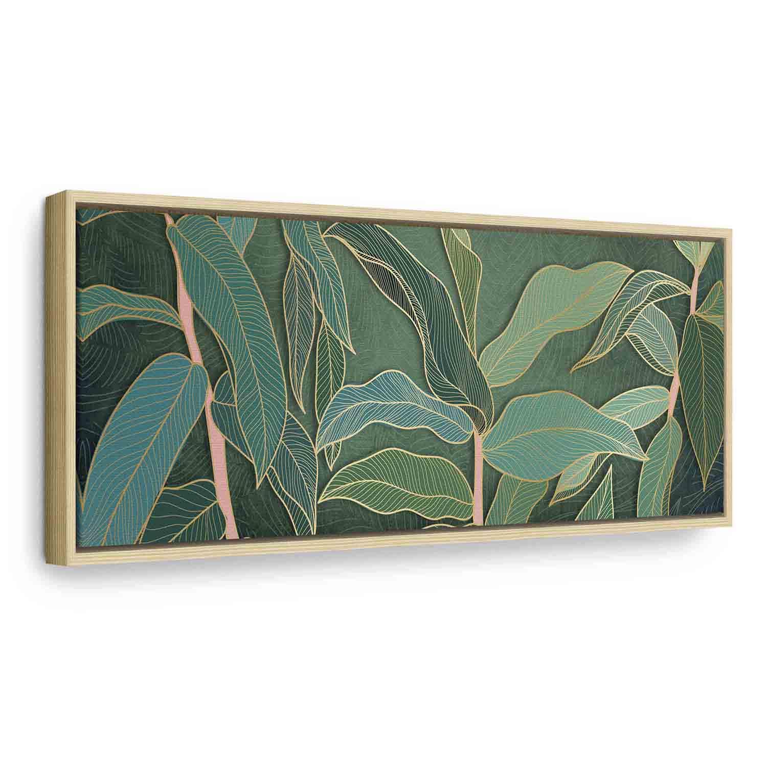 Glezna koka rāmī - zaļas tropiskas lapas - Daba jūsu mājās G ART