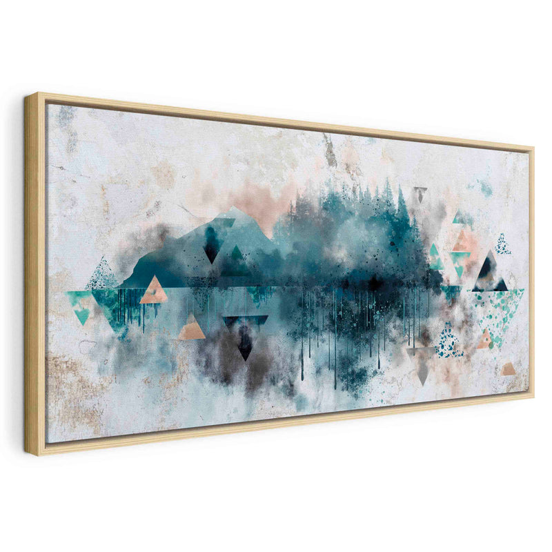 Painting in a wooden frame - Geometric landscape G ART