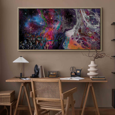 Glezna koka rāmī - Abstrakcija interjerā - Krāsainā galaktika G ART