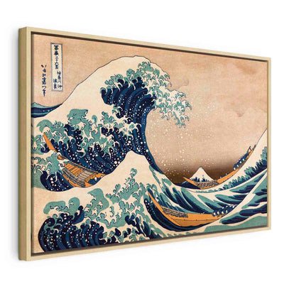 Maalaus puukehyksessä - Kanagawan suuri aalto (jäljennös) G ART