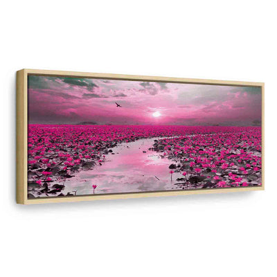 Painting in a wooden frame - Lilies and sunset G ART