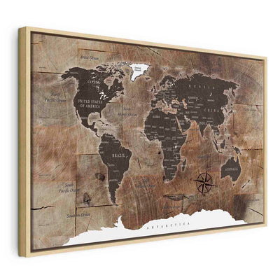 Painting in a wooden frame - World map: Wooden mosaic G ART