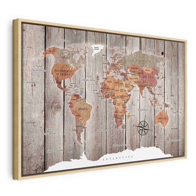 Painting in a wooden frame - World map: Wooden stories G ART