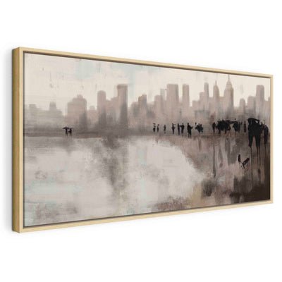 Painting in a wooden frame - City in the rain G ART