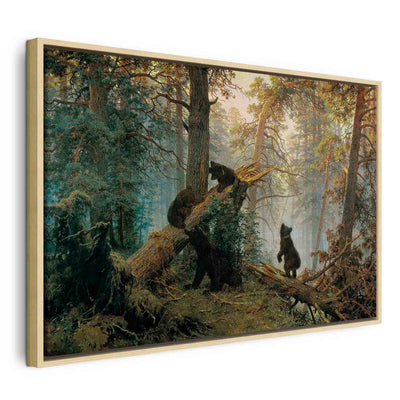 Painting in a wooden frame - Morning in the pine forest G ART