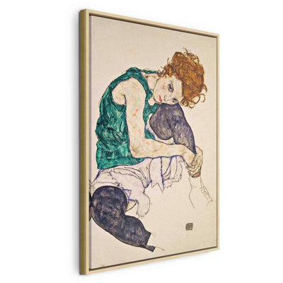 Painting in a wooden frame - Sitting woman G ART