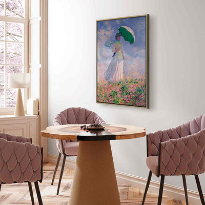 Painting in a wooden frame - Woman with a parasol G ART