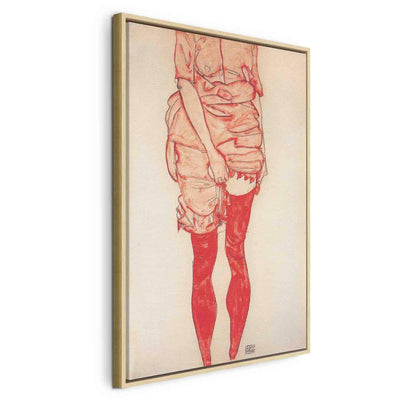 Painting in a wooden frame - Stehende Frau in Rot G ART