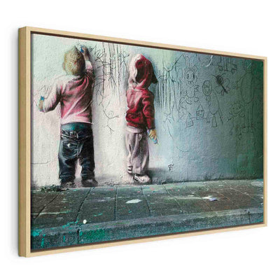 Painting in a wooden frame - Drawing on the wall G ART