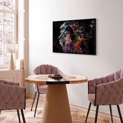 Painting in a black wooden frame - Abstract lion G ART