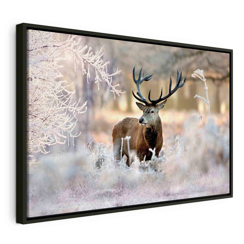 Painting in a black wooden frame - Deer in winter G ART