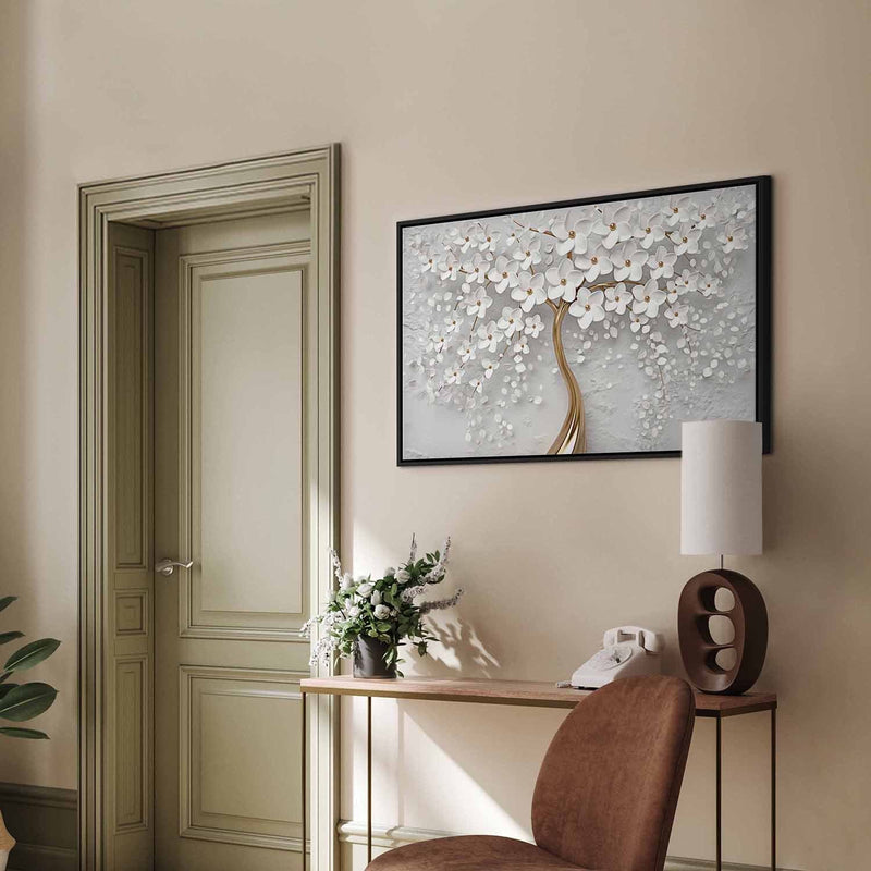 Painting in a black wooden frame - charming magnolia g art