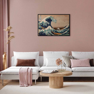 Maalaus mustassa puukehyksessä - Suuri Kanagawa Wave (Reproduktio) G ART