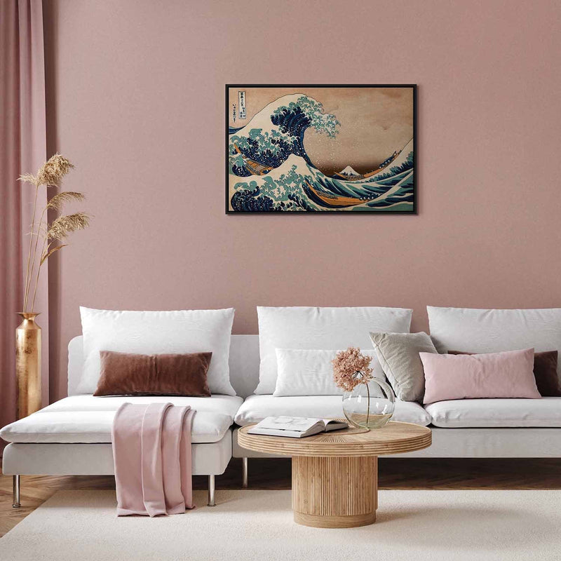Painting in black wooden frame - The Great Kanagawa Wave (Reproduction) G ART