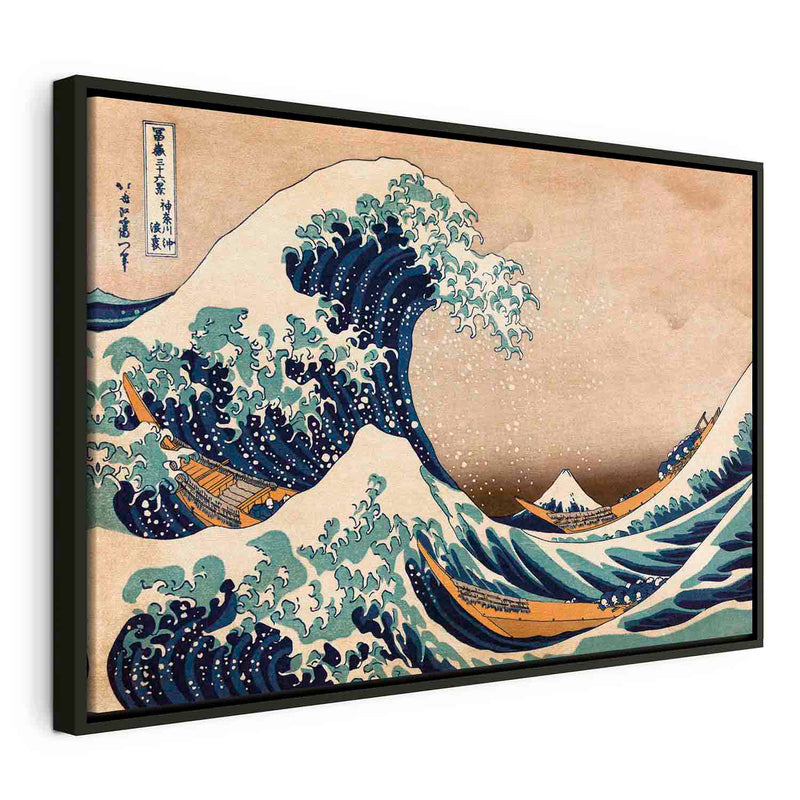 Painting in black wooden frame - The Great Kanagawa Wave (Reproduction) G ART