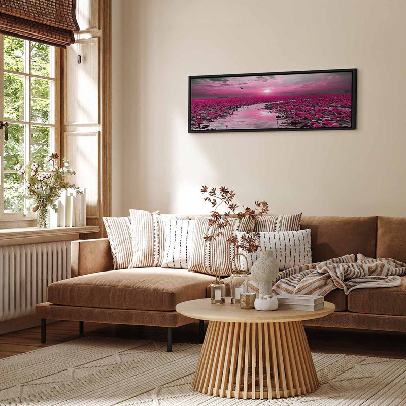 Painting in a black wooden frame - Lilies and sunset G ART