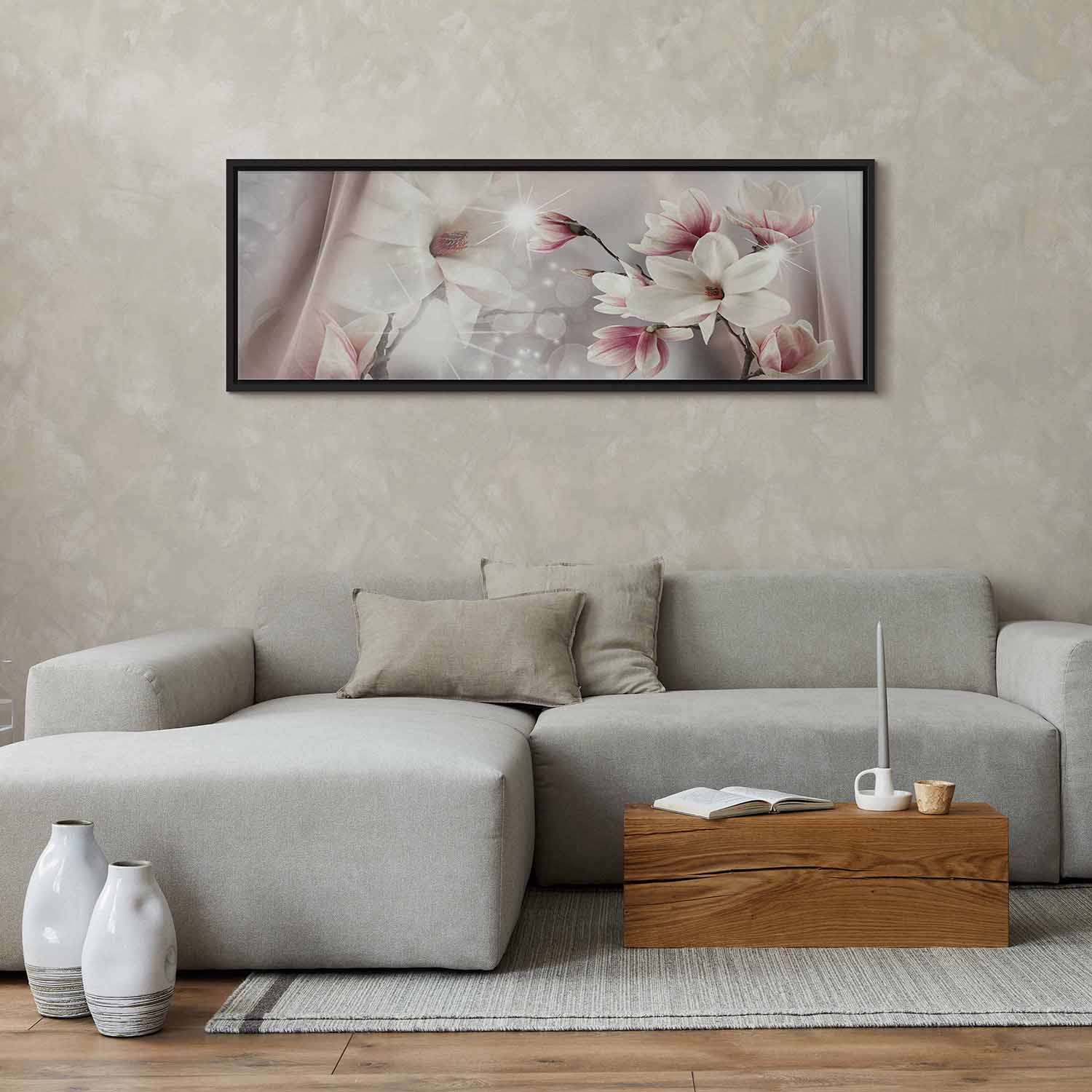 Glezna melnā koka rāmī - Magnolijas atspulgs, 120x40 cm G ART