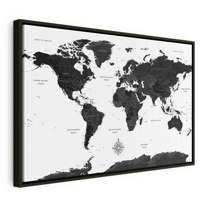 Glezna melnā koka rāmī - Melnbaltā karte G ART