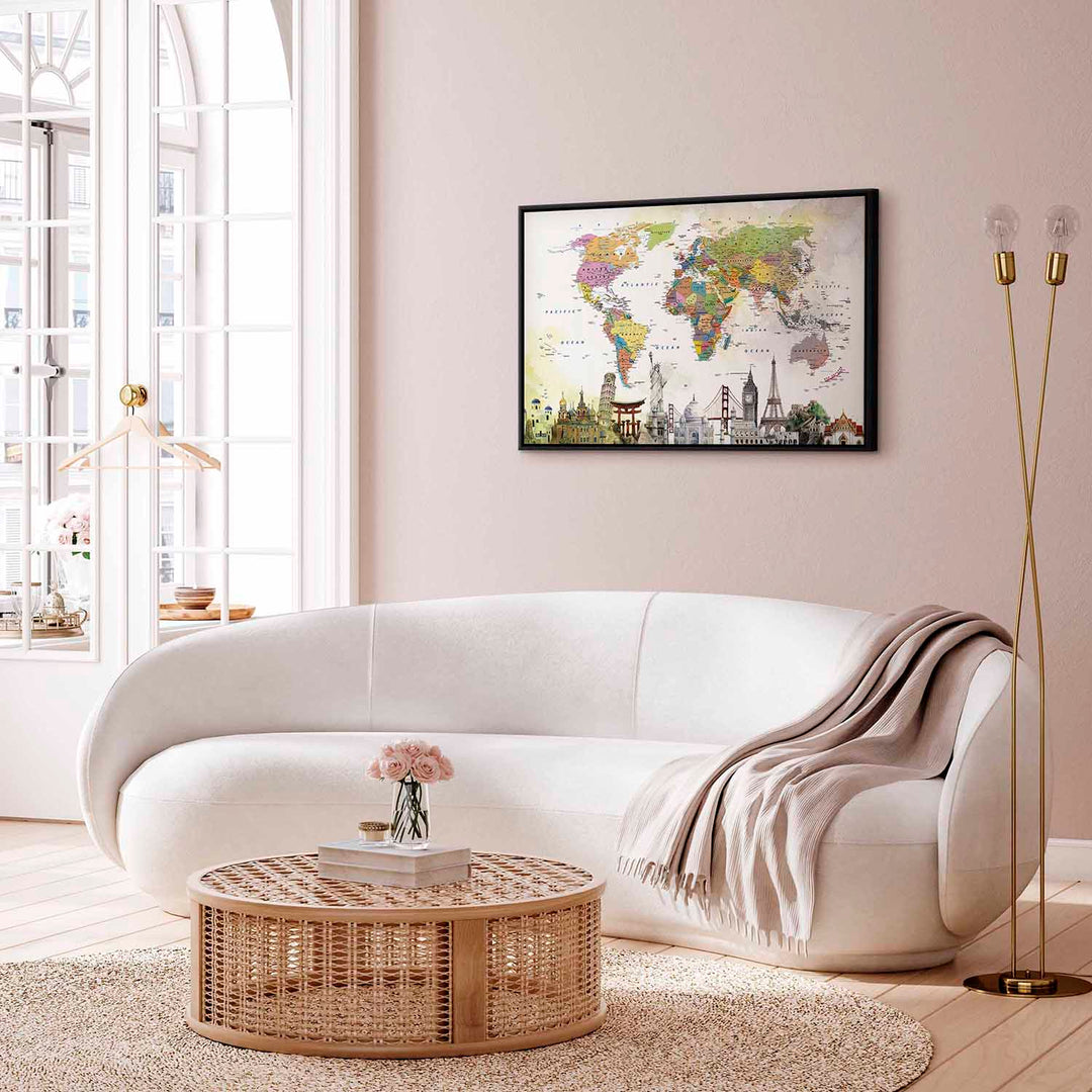 Glezna melnā koka rāmī - Pasaules brīnumi, 120x80 cm G ART