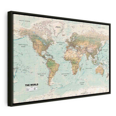 Painting in a black wooden frame - World Map: The Beautiful World G ART