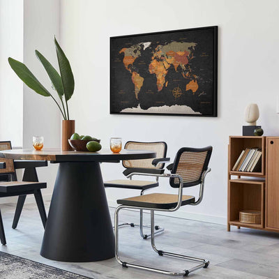 Painting in a black wooden frame - World Map: Secrets of the Earth G ART