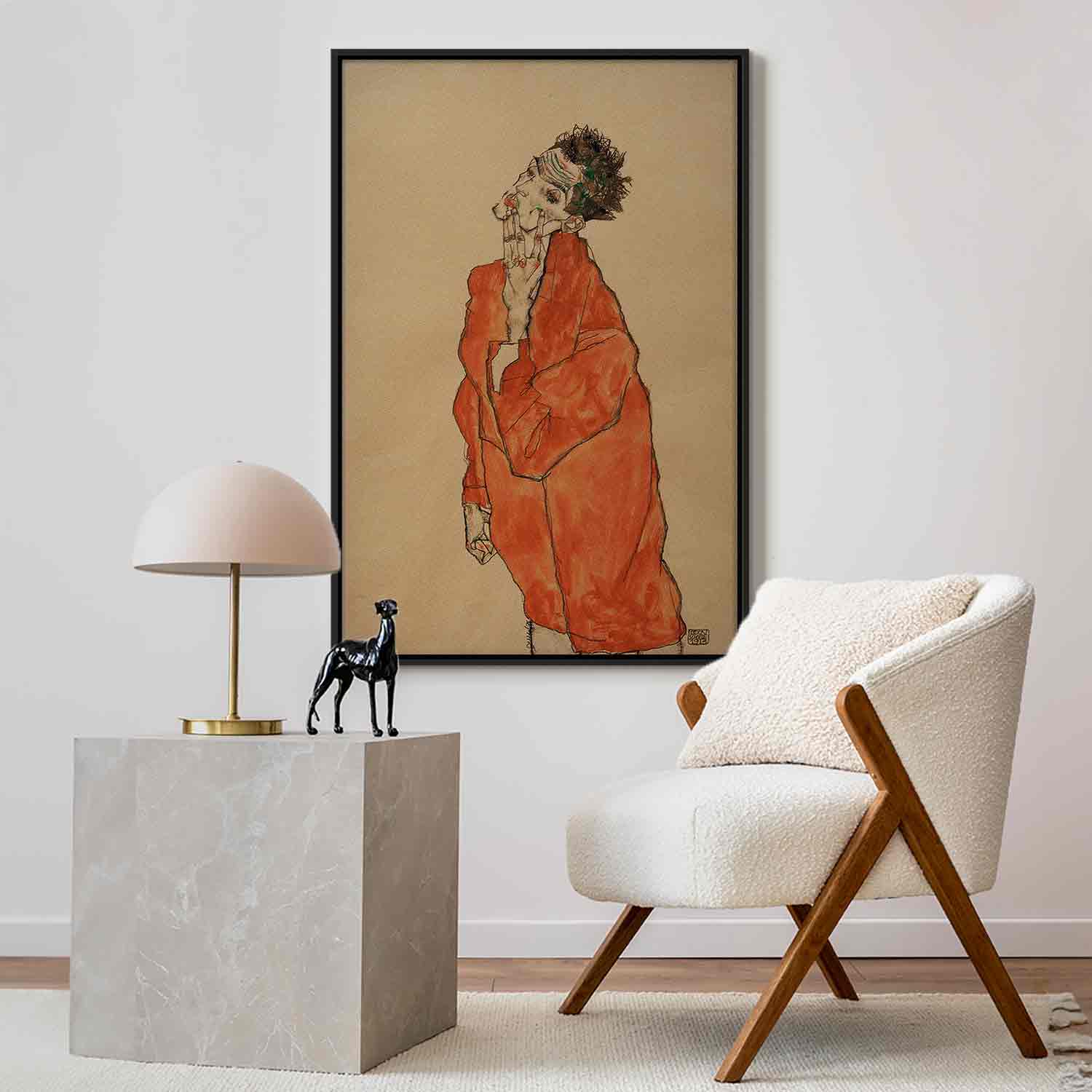 Glezna melnā koka rāmī - Pašportrets (Vīrietis oranžā žaketē) G ART