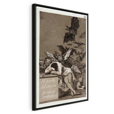 Painting in a black wooden frame - Sleep of reason creates monsters G ART