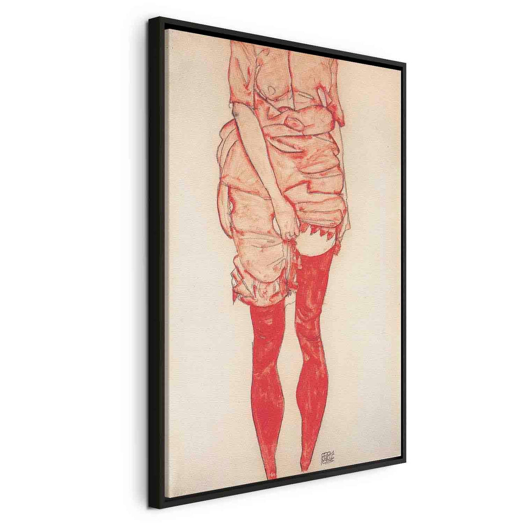 Glezna melnā koka rāmī - Stehende Frau in Rot - nopirkt reprodukciju G ART