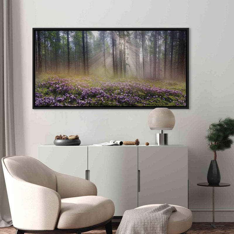 Painting in a black wooden frame - Violet meadow G ART