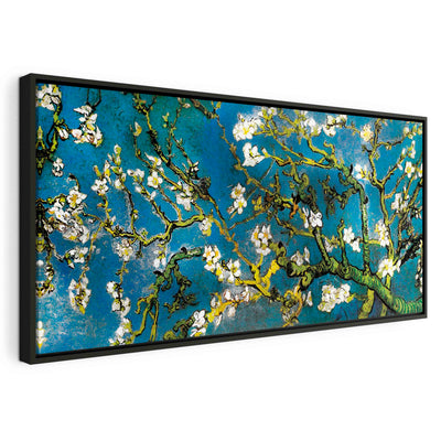 Painting in a black wooden frame - flowering almonds g art