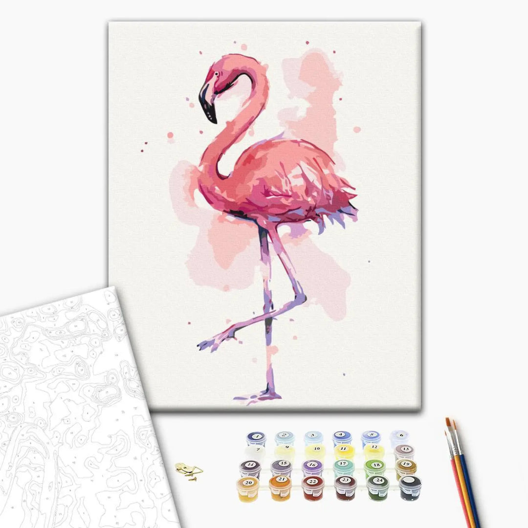 Glezna pēc numuriem uz audekla "Akvareļu Rozā Flamingo" | 40x50 cm ART