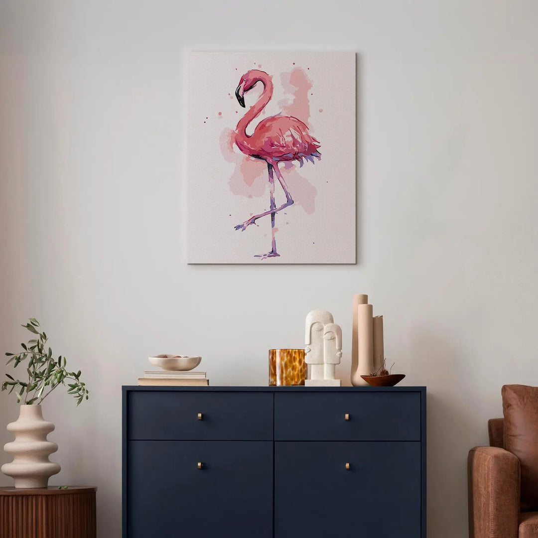 Glezna pēc numuriem uz audekla "Akvareļu Rozā Flamingo" | 40x50 cm ART