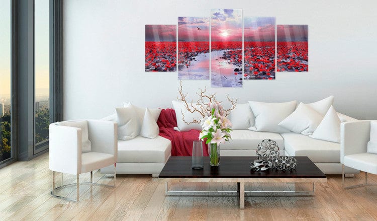 Glezna uz akrila stikla ar sarkaniem ziediem - Mīlestības upe - 92509 Artgeist