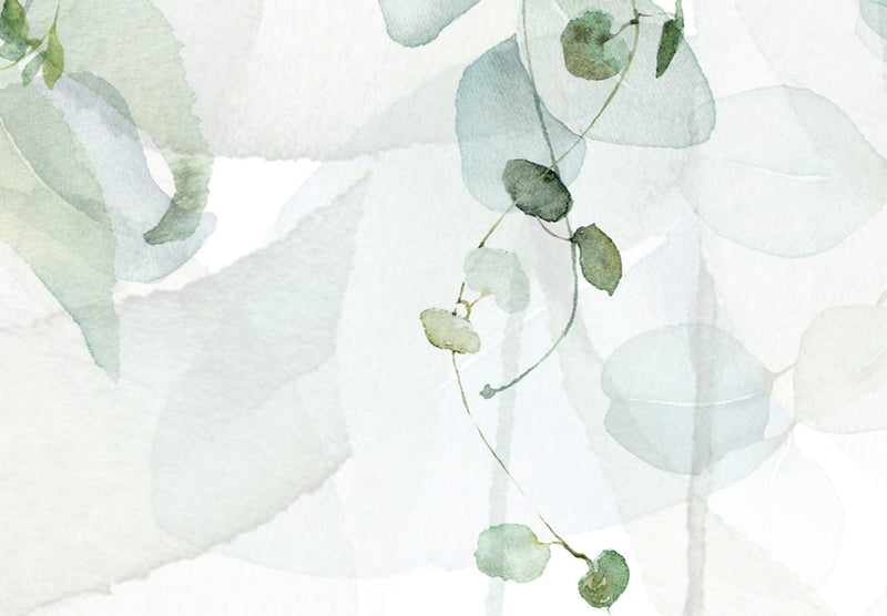 Maalaus akryylilasille vihreillä lehdillä - Herkkä kosketus luontoon, 151038 Artgeist
