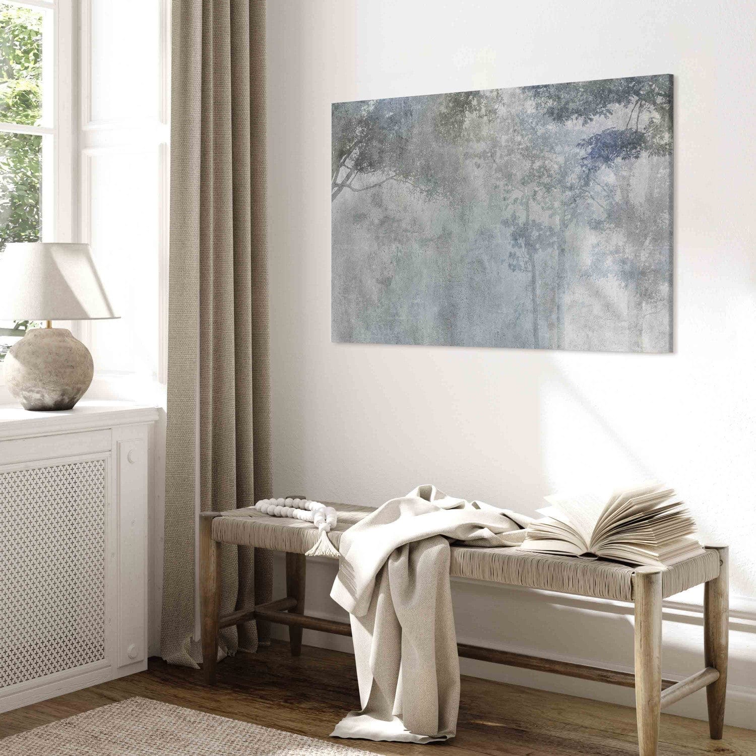 Glezna uz akrila stikla ar dabu - Smalki zariņi ar ziediem rīta krāsās Artgeist