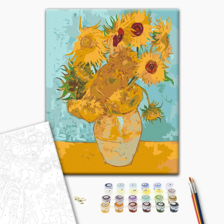 Glezna "izkrāso pēc numuriem" -  Van Goga saulespuķes | 40x50 cm ART