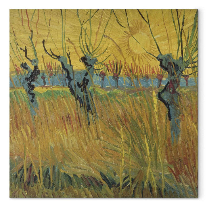 Gleznas reprodukcija /Vinsents van Gogs/ - Apstādījumi ar vītoliem un rietošā saule G ART
