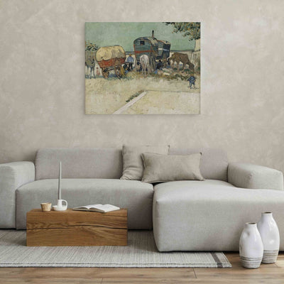 Gleznas reprodukcija (Vinsents van Gogs) - Čigānu nometne, zirgu pajūgs G ART