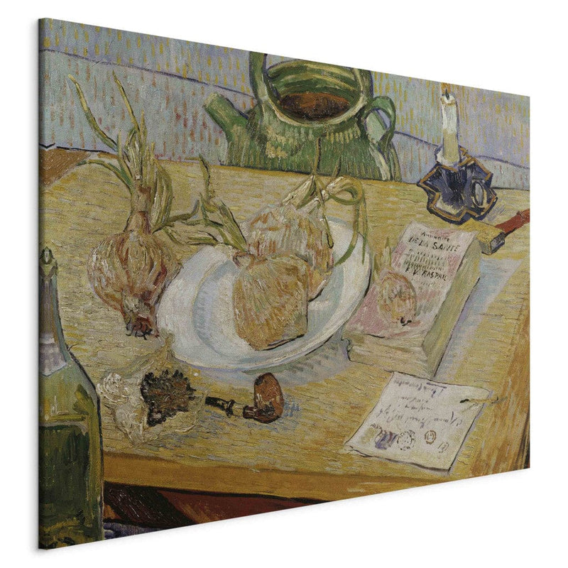 Maalauksen lisääntyminen (Vincent Van Gogh) - Asetelma piirtotaulu, putki, sipulit ja leima g Art