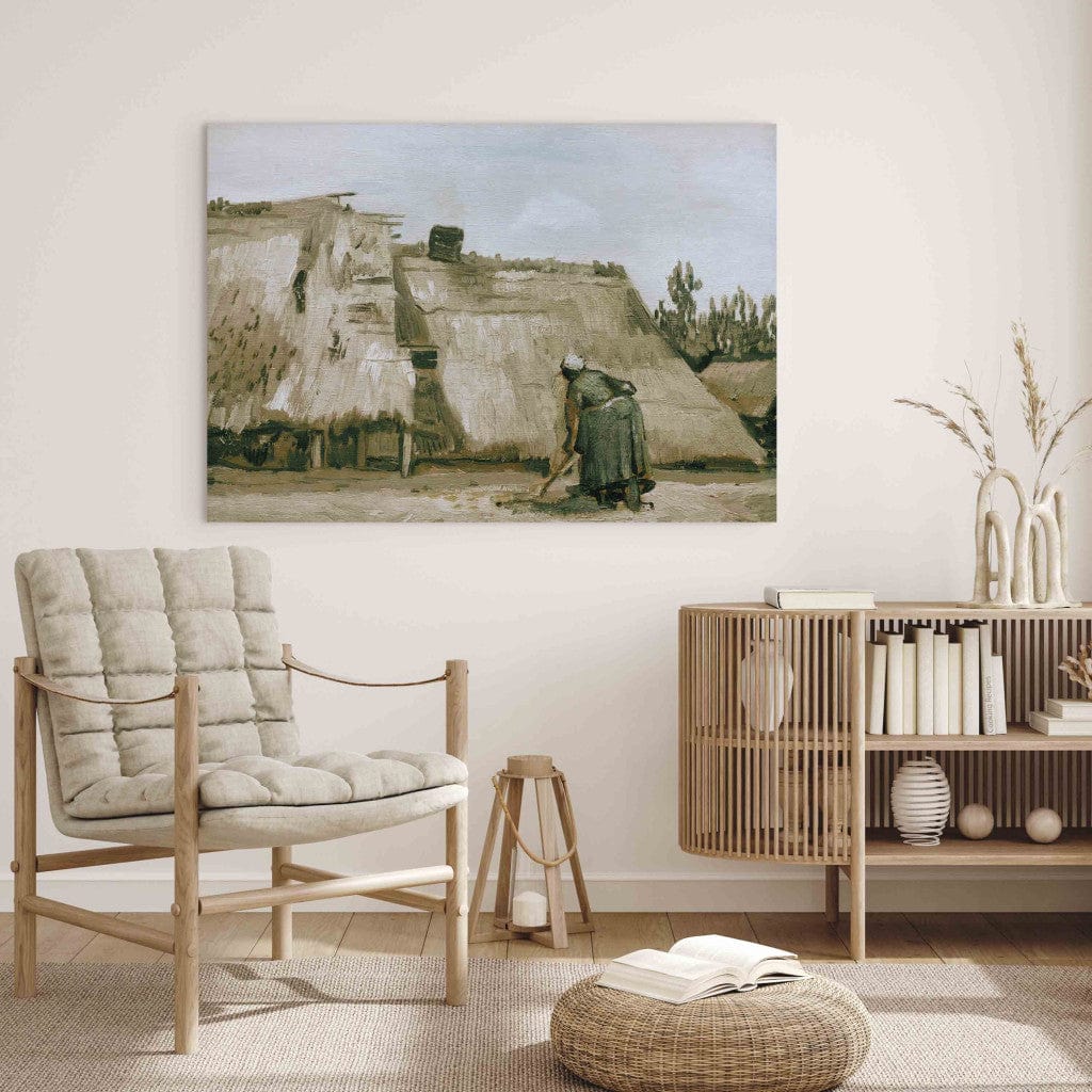 Gleznas reprodukcija /Vinsents van Gogs/ - Mājiņa ar strādājošu lauksaimnieci G ART