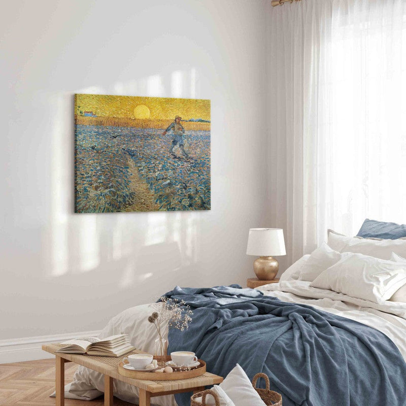 Maalauksen lisääntyminen (Vincent Van Gogh) - Kylvää auringonlaskun G -taidetta