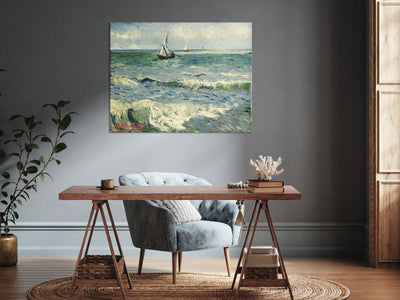 Maalauksen lisääntyminen (Vincent Van Gogh) - näkymä merelle Saintes -Maters G -taide